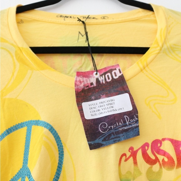 NWT Christian Audigier Crystal Rock Women Medium Hippie Free Spirit Y2K Top - Picture 7 of 7